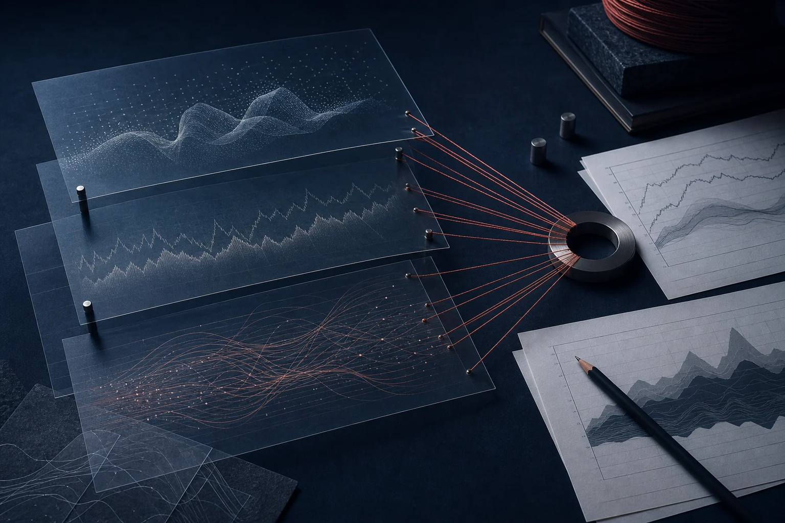 Editorial work scene focused on digital-asset market structure research